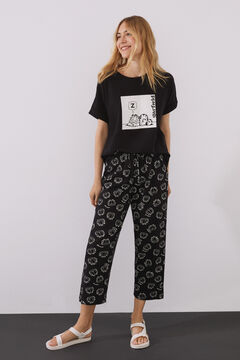 Womensecret Pijama comprido 100% algodão Garfield preto preto