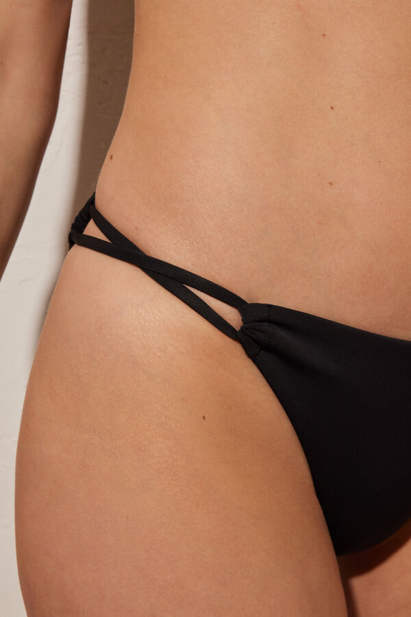 Womensecret Crni donji dio bikinija od neoprena s trakom Crna