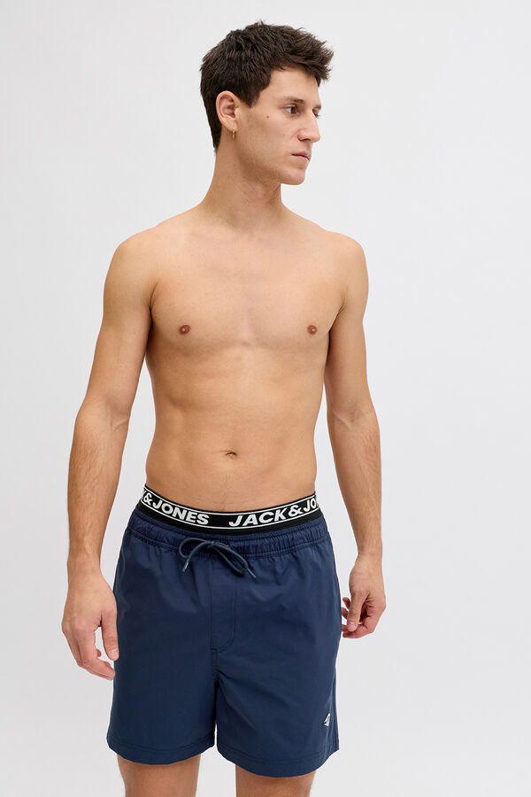 Jack & Jones Double waistband boxer style swimwear blue