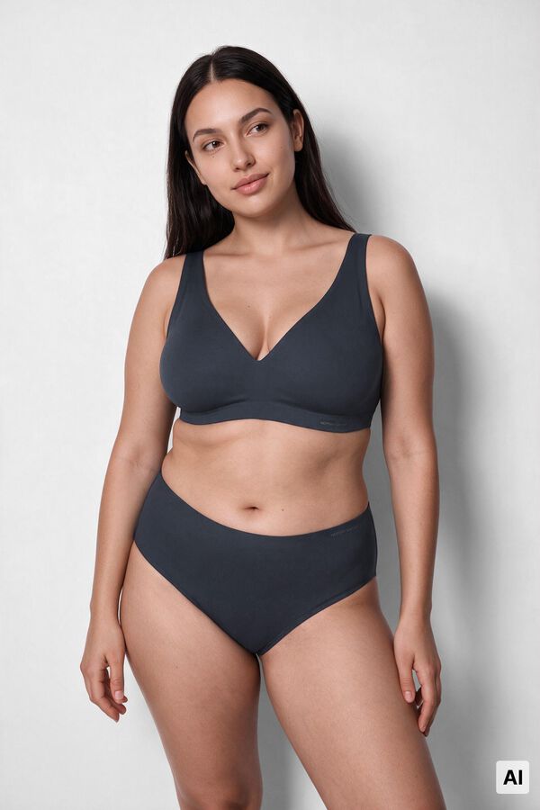 Women'secret Blue ribbed microfibre halterneck top bra blue