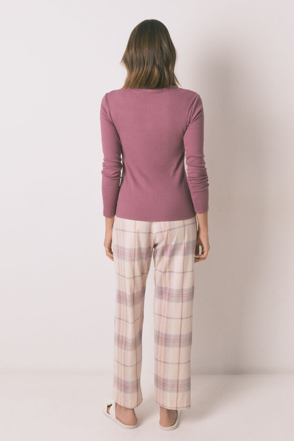 Women'secret Long pyjamas with pink checkered print pink