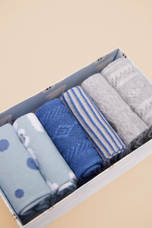 Women'secret 6-pack of printed socks blue