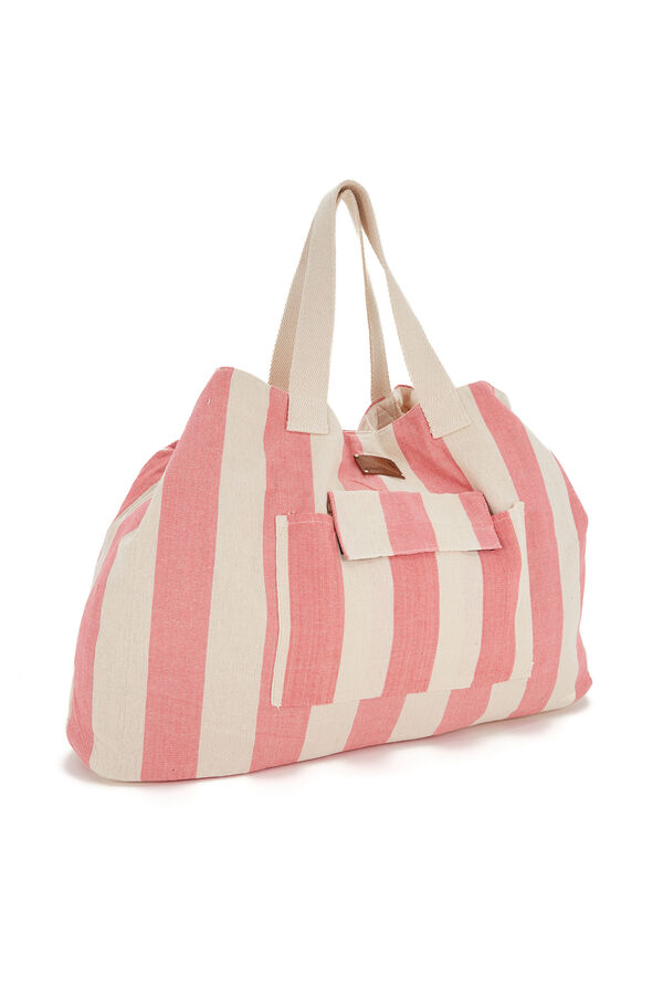 Womensecret Beach bag with blue striped print rózsaszín