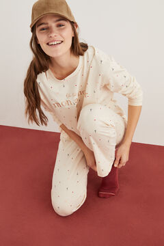 Womensecret Long 100% cotton Paris pyjamas beige