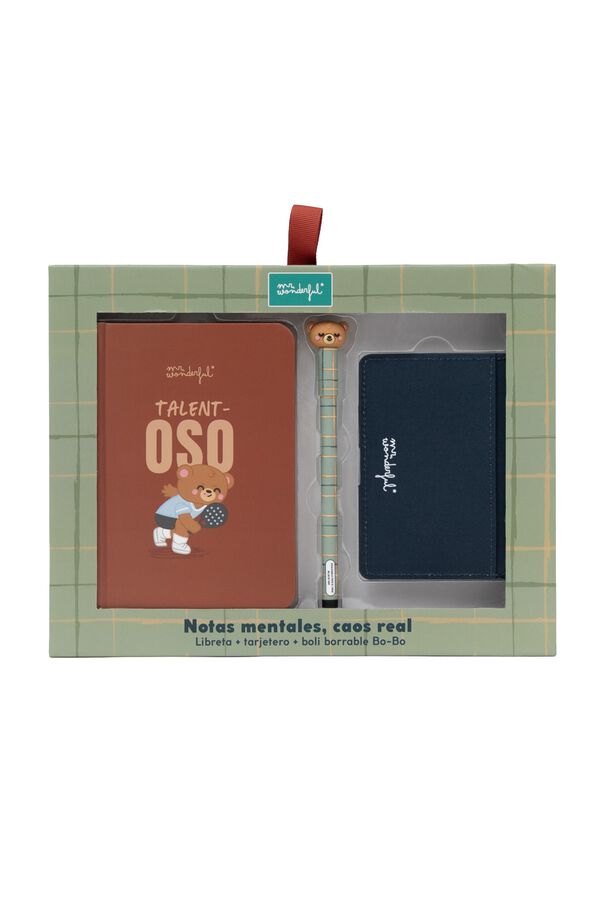 Mr. Wonderful A6 notebook + card holder + erasable pen kit Bo-Bo Bear - TALENT-OSO printed