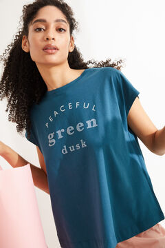 Womensecret Blue cotton short-sleeved top blue