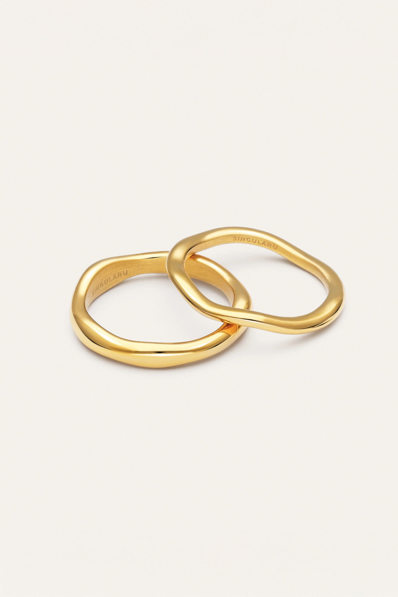 Singularu Pack 2 Anillos Nea Acero Ba&ntilde;o Oro