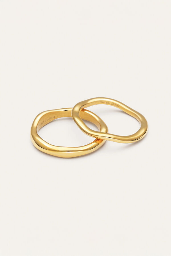 Singularu Pack 2 Nea gold-plated steel rings imprim&eacute;