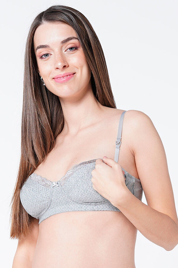 Womensecret Essential polka-dot maternity nursing bra gris