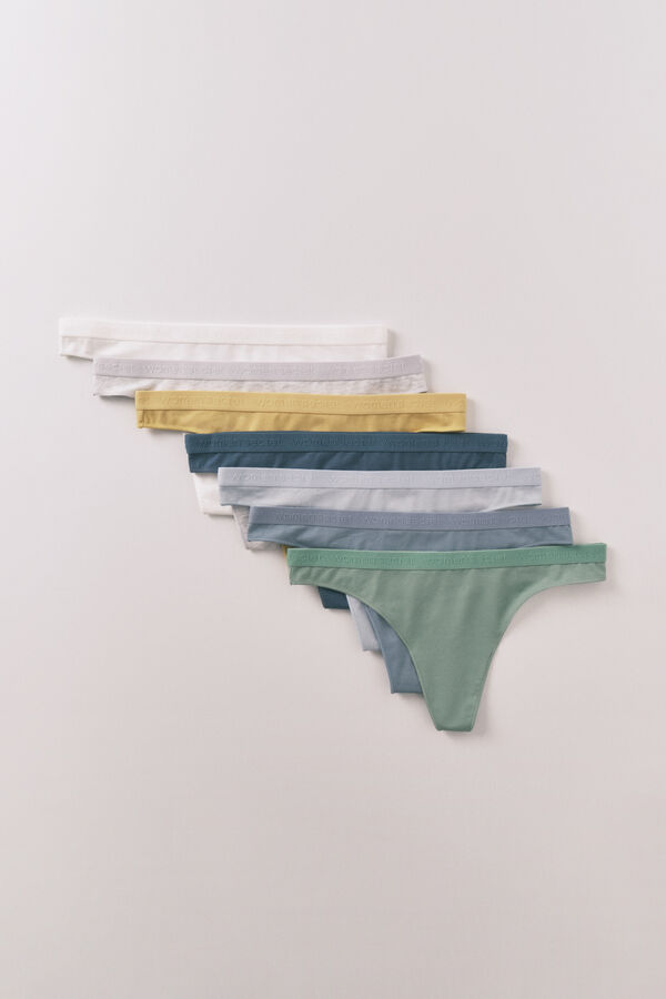Women'secret 7-pack super soft logo thongs white