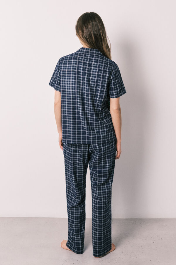 Women'secret Blue plaid cotton classic pyjamas blue