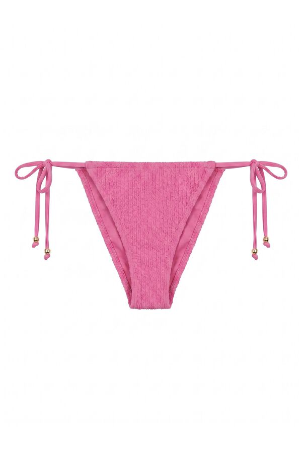 Women'secret Pink diamond texture strap Brazilian bikini bottoms pink