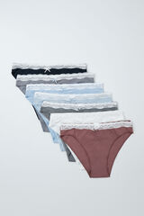 Women'secret Pack 7 bragas cl&aacute;sicas algod&oacute;n lisas encaje white
