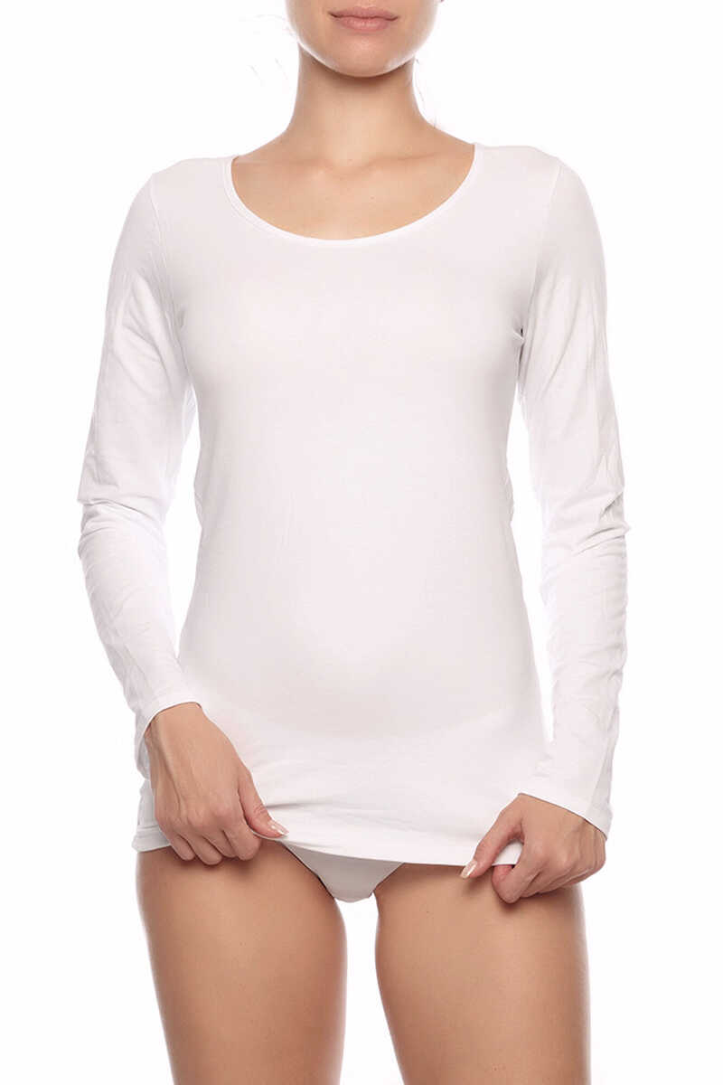 Womensecret Women's thermal round neck long-sleeved T-shirt white