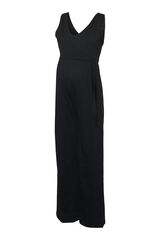 Mamalicious Long cotton maternity jumpsuit black