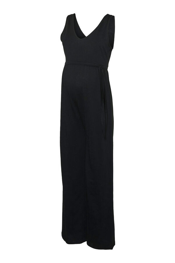 Mamalicious Long cotton maternity jumpsuit black