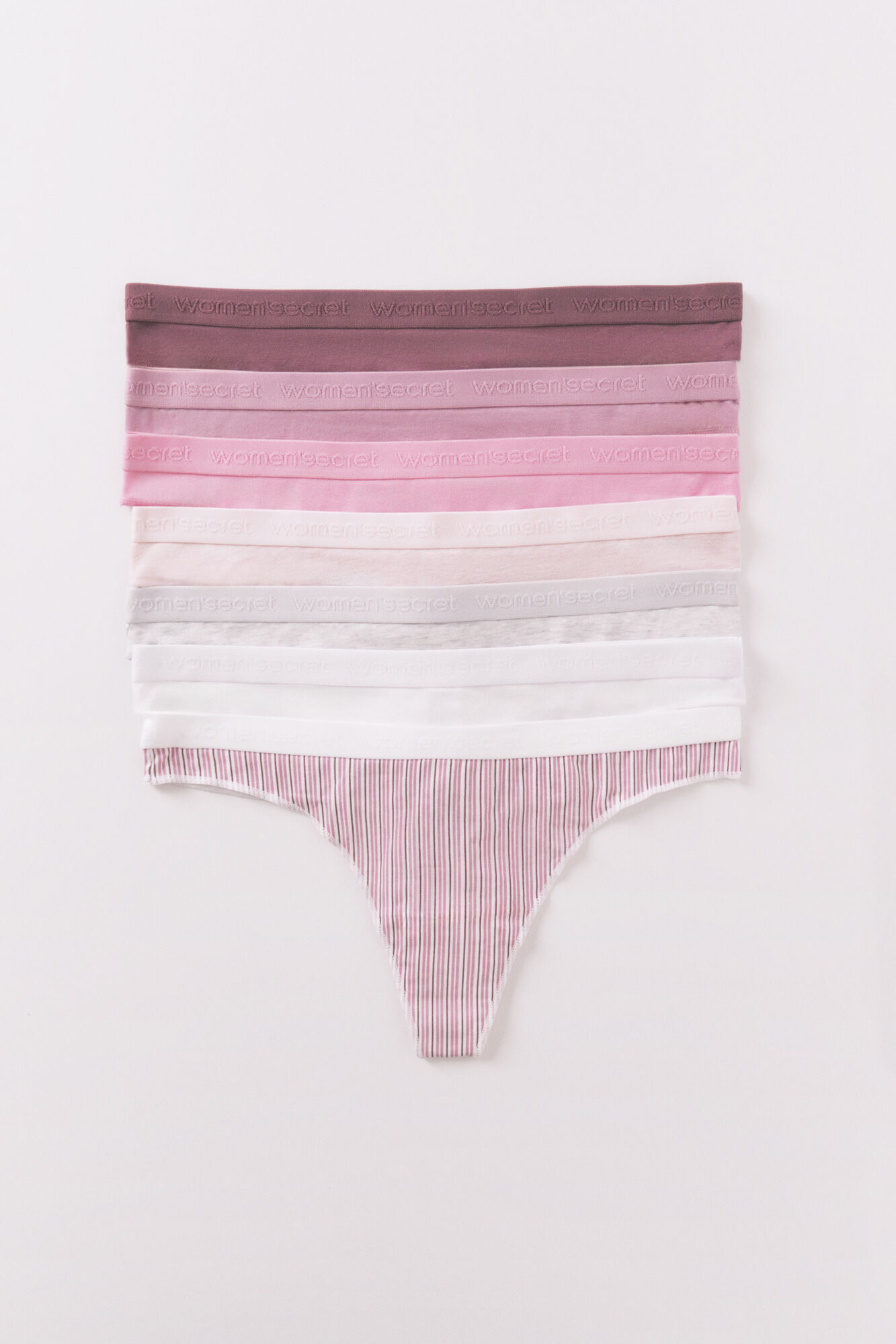 Women'secret Pack 7 tangas algod&oacute;n estampado rosa