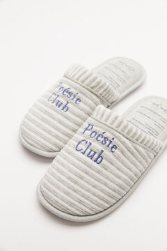 Womensecret Grey striped slippers with text grey