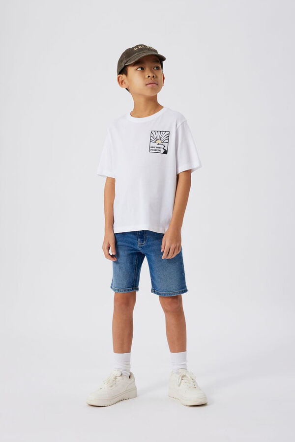 Womensecret Boys' short-sleeved surfer print T-shirt Weiß
