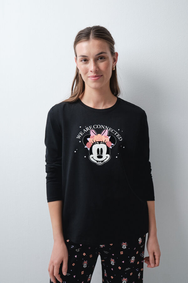 Women'secret Minnie Halloween duga pamučna pidžama Crna
