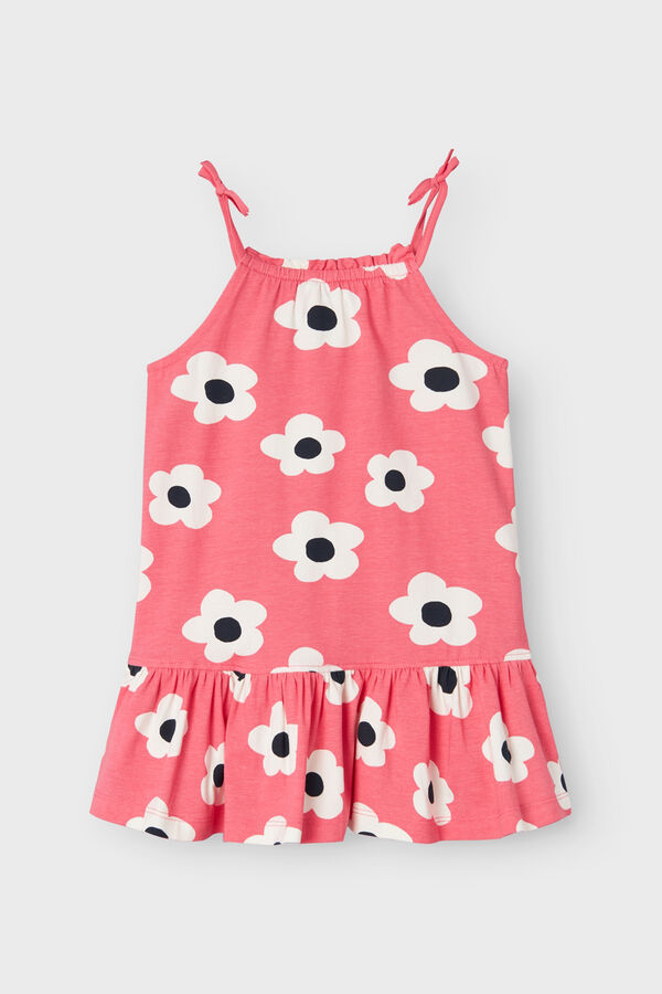 Womensecret Girls' short floral print dress rózsaszín