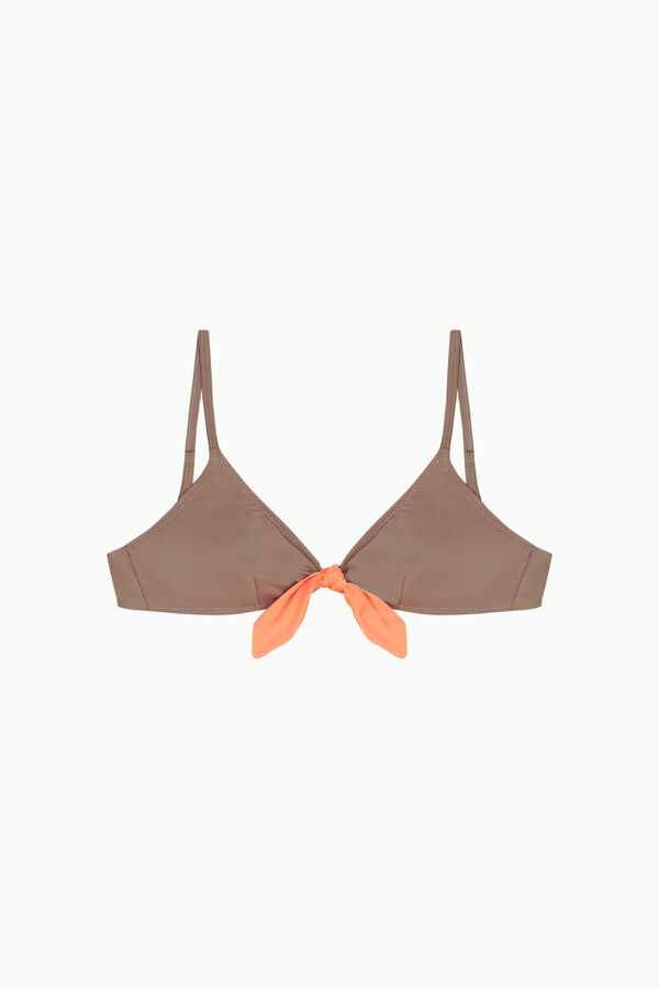 Cotton Sail Two-tone tie triangle bikini top nude