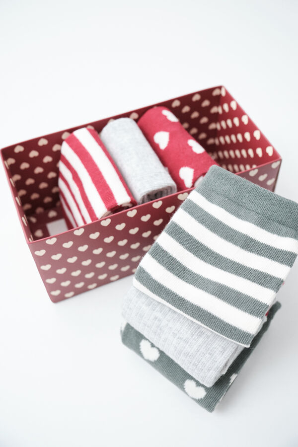 Women'secret Pack 6 long socks with hearts and stripes printed