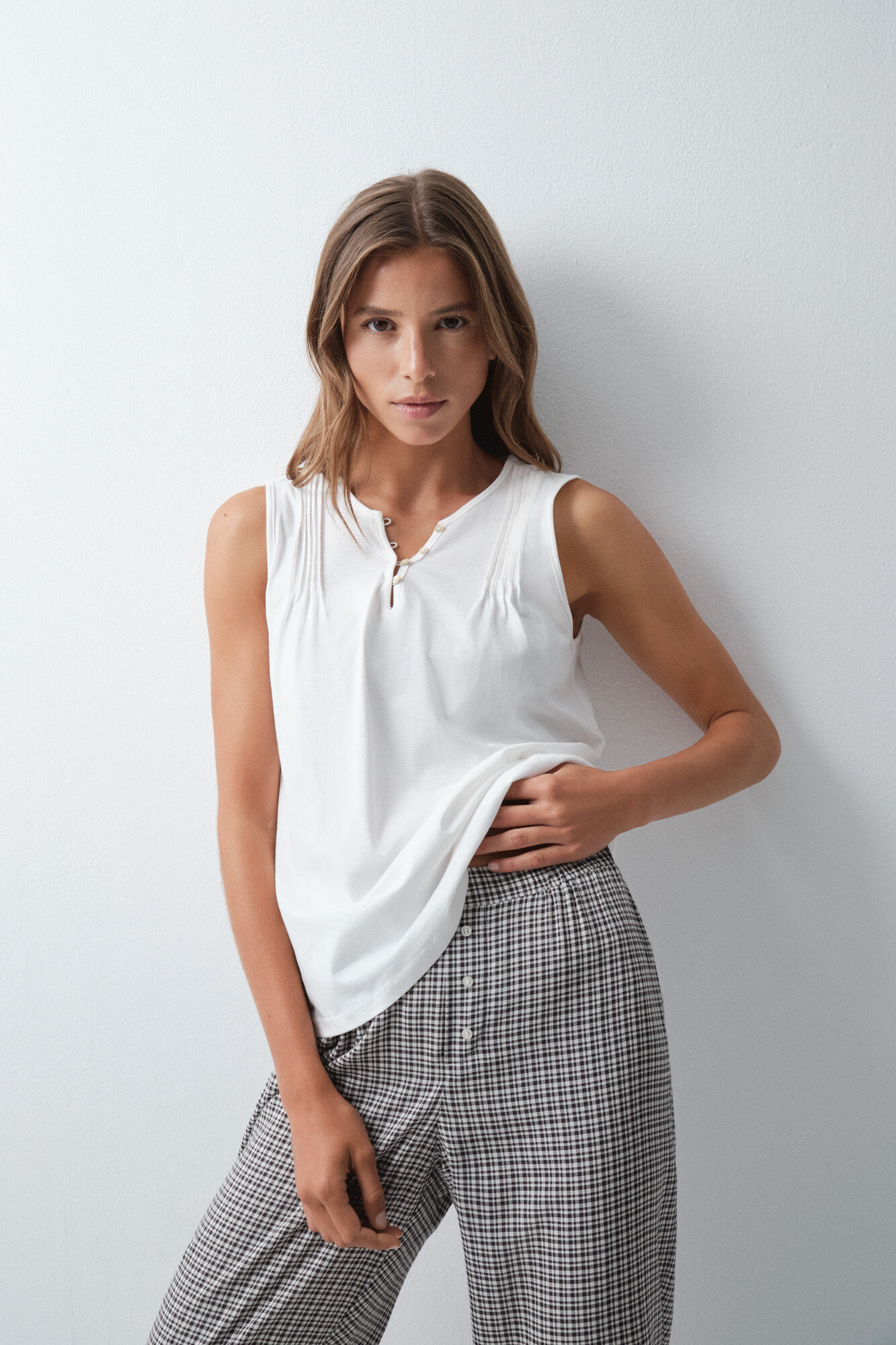 Women'secret T-shirt sans manches en coton blanc