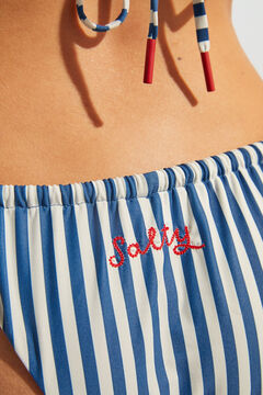 Womensecret Striped print Brazilian tie-side bikini bottoms blue