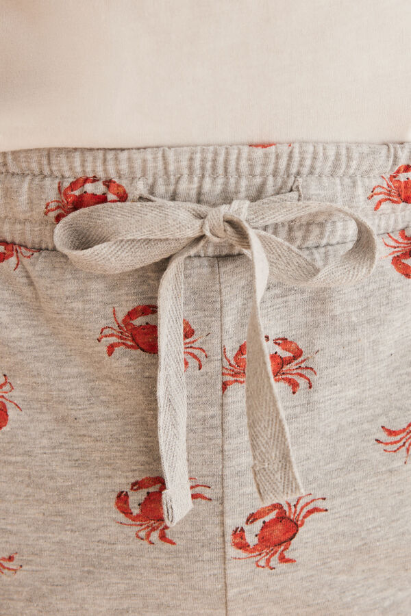 Womensecret Men's short pyjamas, 100% cotton, crab beige