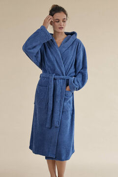 Albornoz de baño mujer turquesa, Albornoz azul 100% algodón, albornoz con  solapa