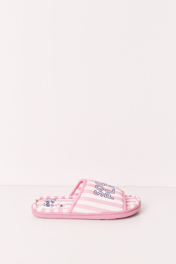 Women'secret Pink striped slippers printed