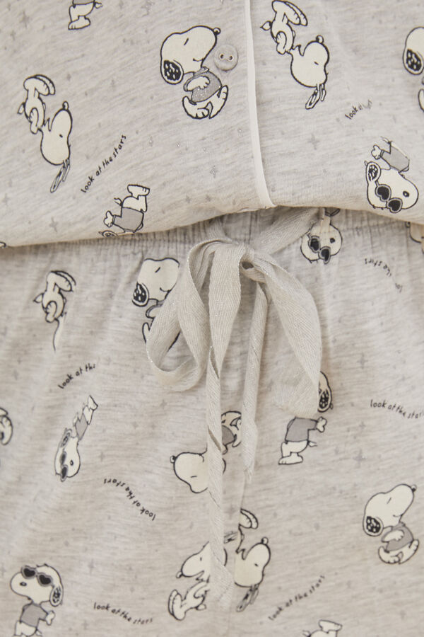 Womensecret Duga pidžama Snoopy na kopčanje od 100 % pamuka S uzorkom