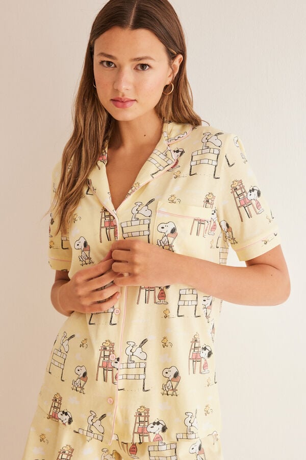 Womensecret Pyjama chemise coupe-papier 100 % coton Snoopy vert
