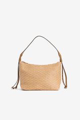 Vilanova Bolso con efecto paja bordada amarillo