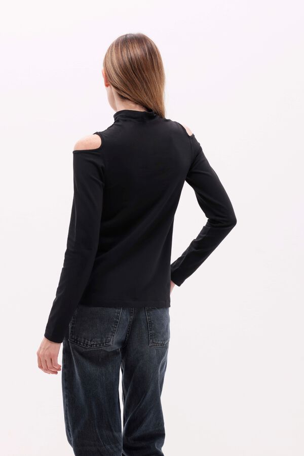 Cotonella High neck long sleeve T-shirt black