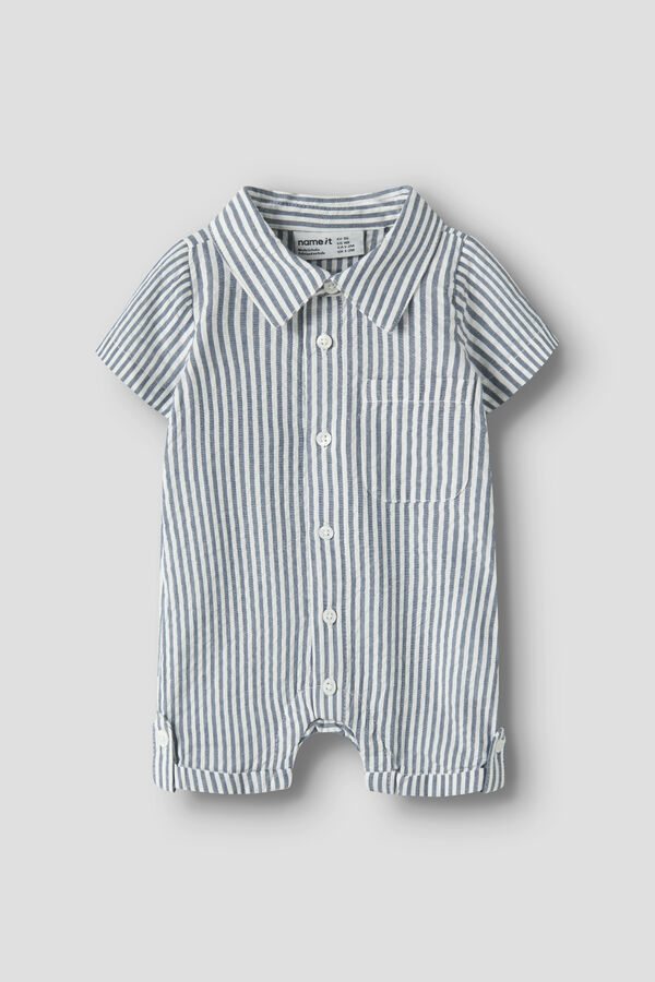 Name it Striped buttoned baby jumpsuit blue