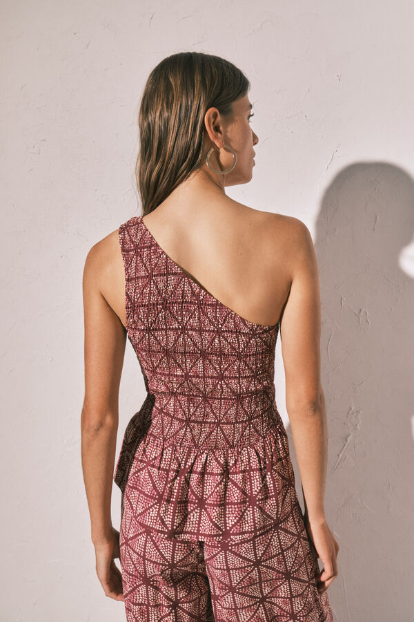 Women'secret Aszimmetrikus smock top nyomtat&aacute;s