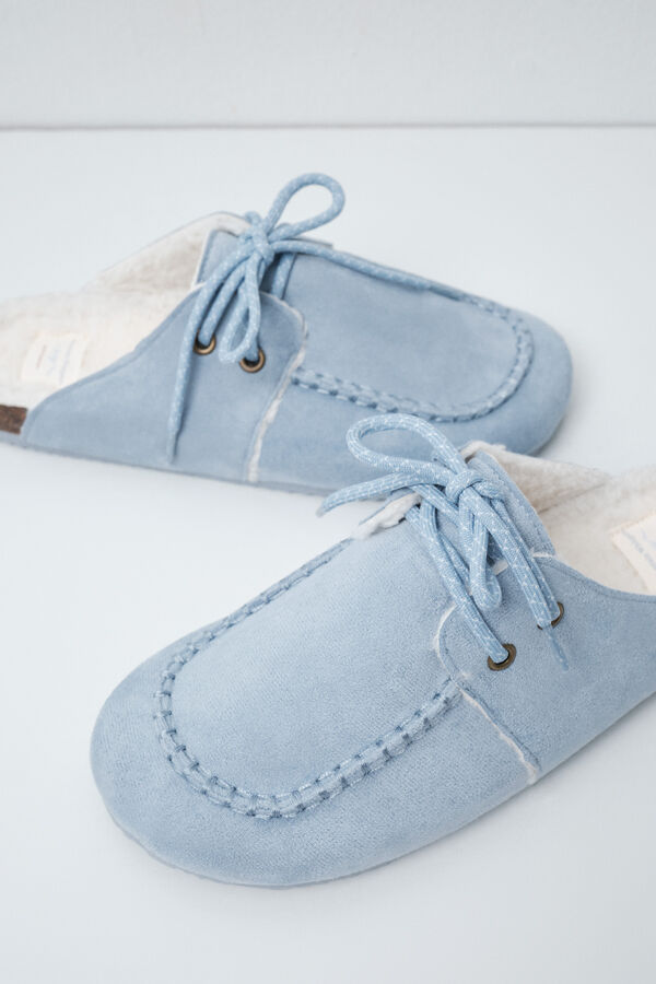 Women'secret Blue lined loafer slippers blue