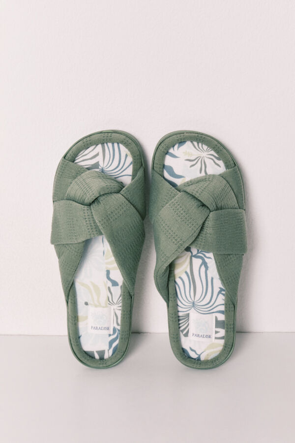 Women'secret Green knot slippers printed