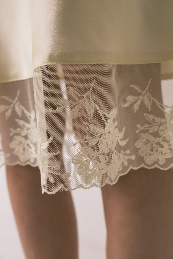 Women'secret Yellow satin and lace short nightgown yellow