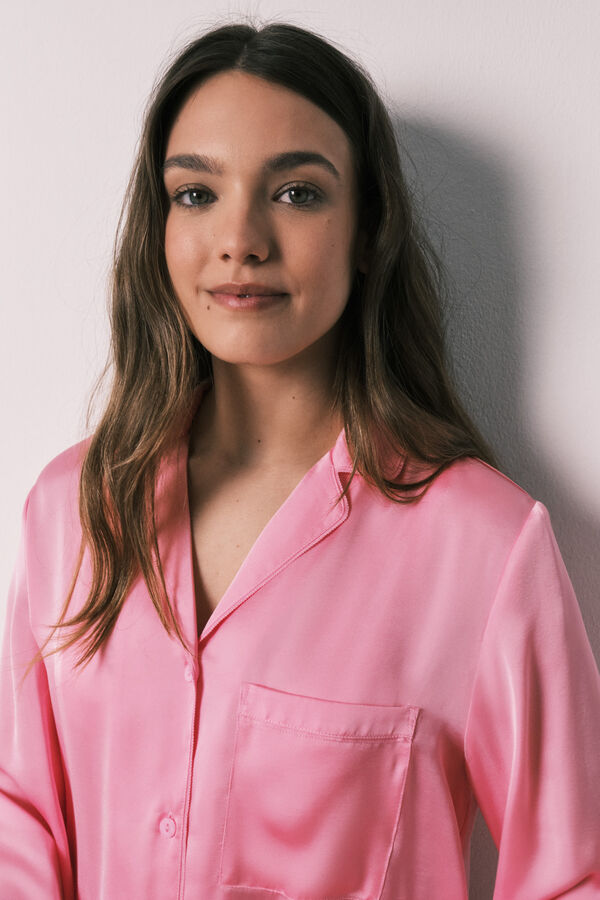 Women'secret Pink satin classic long pyjamas pink