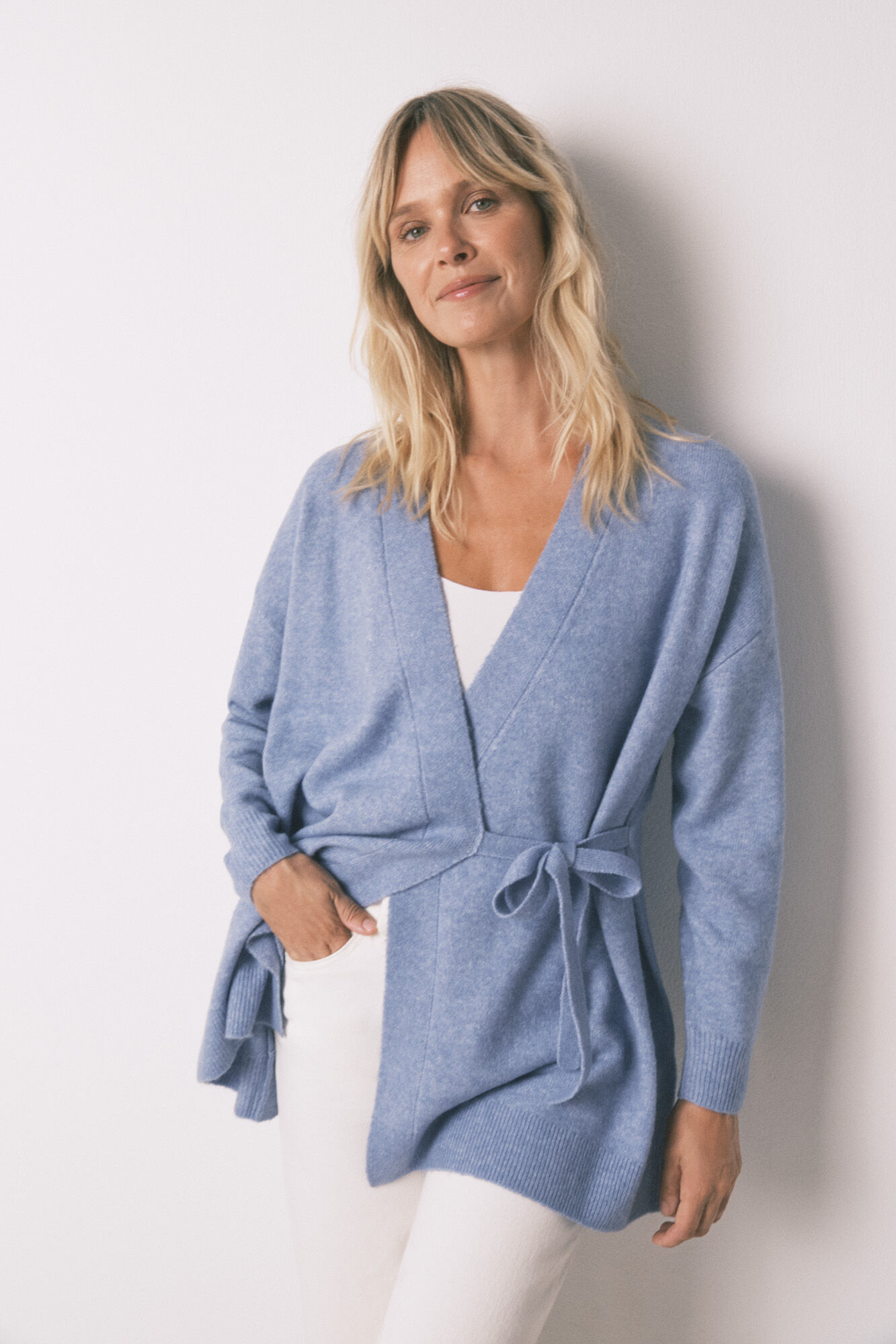 Women'secret Blue jersey-knit midi robe