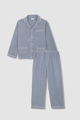 Gocco Herringbone camela pyjamas with blue contrast piping blue