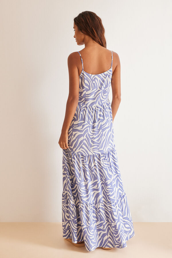 Womensecret Long blue zebra ruffle dress blue