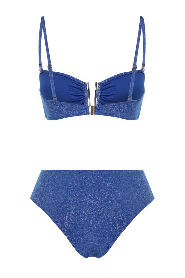 Trendyol High-shine bandeau bikini set blue