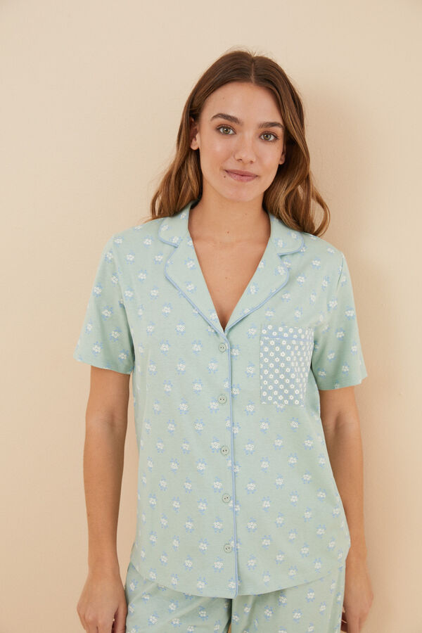 Classic Polka Dot Pocket Tee Capri Pajamas - Mint in Women's Cotton Pajamas, Pajamas for Women