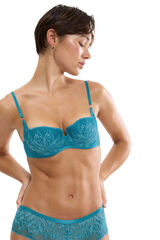 Triumph Balconette polka-dot lace bra blue