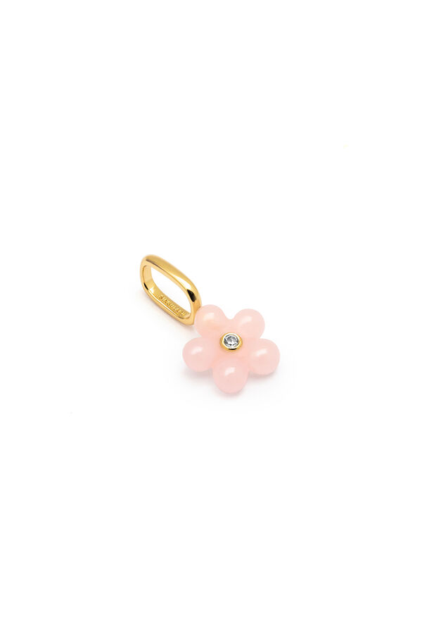 Singularu Charm Flower Pink Plata Ba&ntilde;o Oro amarillo