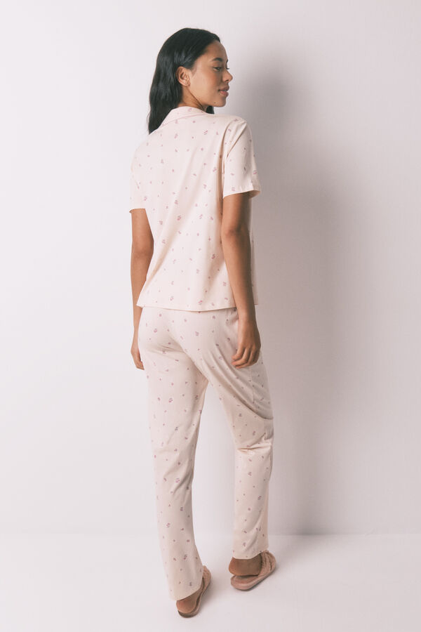 Women'secret Dugačka košulja pidžama od 100% pamuka sa cvetnim uzorkom  Roze